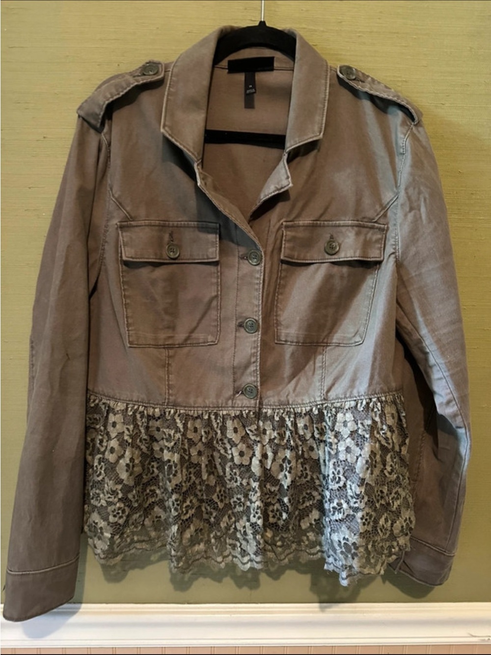 Lane Bryant sz.14 Lace bottom Army green utility jacket